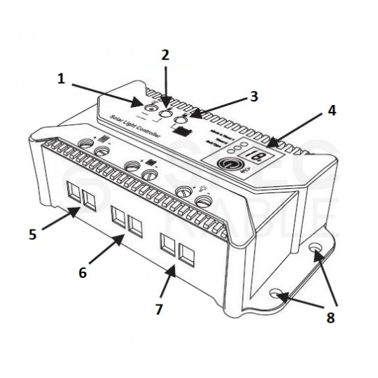 Regulator solarny Kontroler ładowania PWM 10A 12V/24V LCD AZO DIGITAL