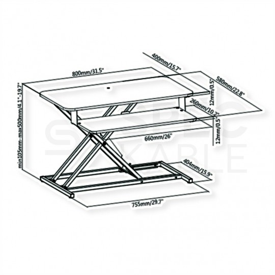 Regulowana podstawka pod laptopa z półką na mysz i klawiaturę czarna