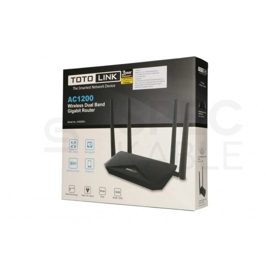 Router WiFi bezprzewodowy AC1200 Dual Band (867Mb/s 5GHz, 300Mb/s 2,4GHz) TOTOLINK A3002RU