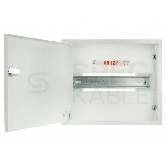 Rozdzielnica bezpiecznikowa natynkowa 1x12 modułów plombowana IP30 255x215x115mm metalowa biała drzwi pełne RN-12-P Karwasz