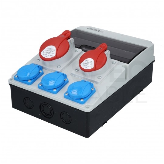 Rozdzielnica budowlana CAS_2-S hermetyczna IP54 Wyposażona + 32A/[5P] + 16A/[5P] + 3x230V/[2P+Z] DOKTORVOLT DV-8119-F