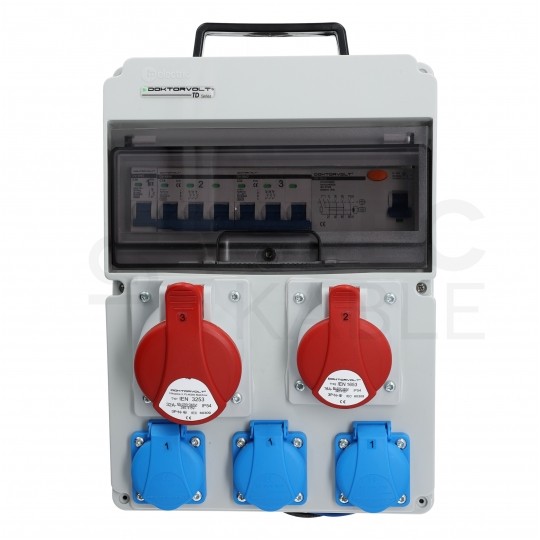 Rozdzielnica budowlana CAS_2-S hermetyczna IP54 Wyposażona + 32A/[5P] + 16A/[5P] + 3x230V/[2P+Z] DOKTORVOLT DV-8119-F