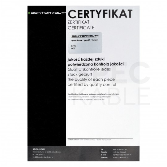 Rozdzielnica budowlana CAS_2-S hermetyczna IP54 Wyposażona + 32A/[5P] + 16A/[5P] + 3x230V/[2P+Z] DOKTORVOLT DV-8119-F