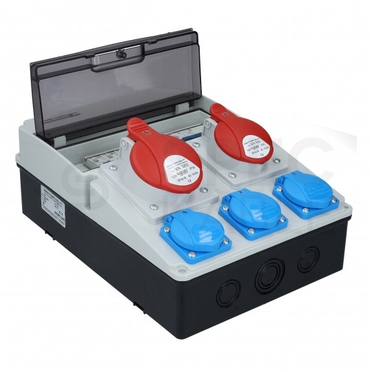 Rozdzielnica budowlana CAS_2-S hermetyczna IP54 Wyposażona + 32A/[5P] + 16A/[5P] + 3x230V/[2P+Z] DOKTORVOLT DV-8119-F