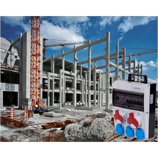 Rozdzielnica budowlana CAS_3-SFI hermetyczna IP54 Wyposażona + 32A/[5P] + 16A/[5P] + 3x230V/[2P+Z] DOKTORVOLT DV-8126-F