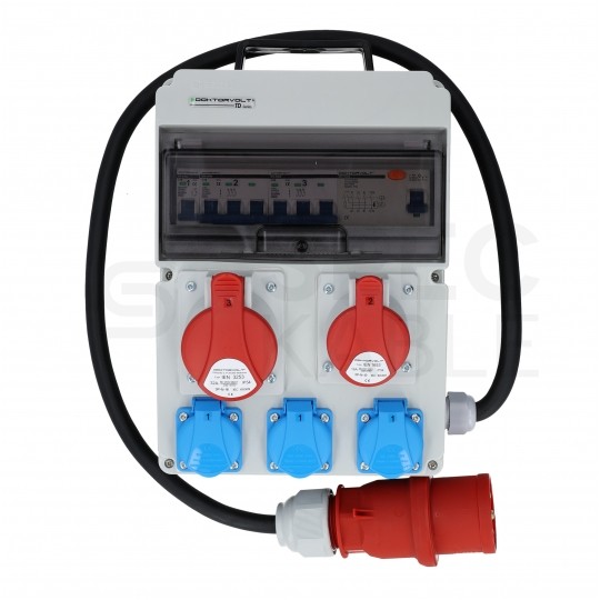 Rozdzielnica budowlana CAS_4-SFI hermetyczna IP44 Wyposażona + 32A/[5P] + 16A/[5P] + 3x230V/[2P+Z] + wtyk 32A/[5P] DOKTORVOLT DV-8133-F