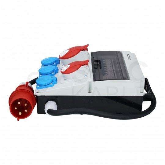 Rozdzielnica budowlana CAS_4-SFI hermetyczna IP44 Wyposażona + 32A/[5P] + 16A/[5P] + 3x230V/[2P+Z] + wtyk 32A/[5P] DOKTORVOLT DV-8133-F