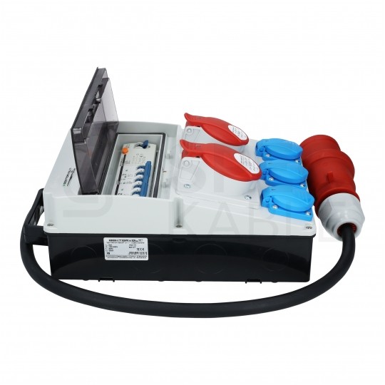 Rozdzielnica budowlana CAS_4-SFI hermetyczna IP44 Wyposażona + 32A/[5P] + 16A/[5P] + 3x230V/[2P+Z] + wtyk 32A/[5P] DOKTORVOLT DV-8133-F