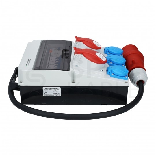 Rozdzielnica budowlana CAS_4-SFI hermetyczna IP44 Wyposażona + 32A/[5P] + 16A/[5P] + 3x230V/[2P+Z] + wtyk 32A/[5P] DOKTORVOLT DV-8133-F