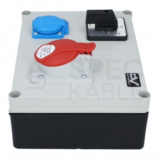 Rozdzielnica budowlana FRED hermetyczna IP44 + 16A/[5P] + 230V/[2P+Z] + przełącznik L-0-P DOKTORVOLT DV-1406-F