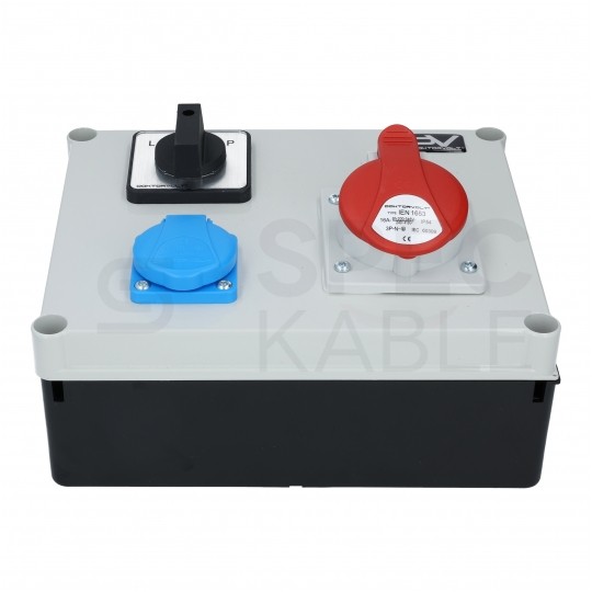 Rozdzielnica budowlana FRED hermetyczna IP44 + 16A/[5P] + 230V/[2P+Z] + przełącznik L-0-P DOKTORVOLT DV-1406-F