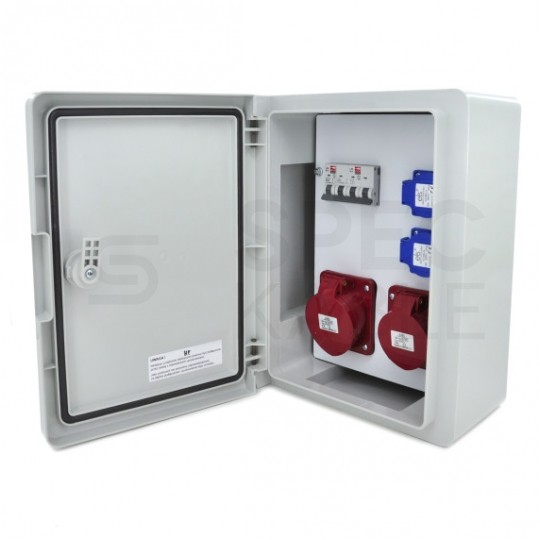Rozdzielnica budowlana hermetyczna IP65 Wyposażona + 32A/[5P] + 2x16A/[5P] + 2x230V/[2P+Z] ABS IK10 IP65, N21B11B1ABS