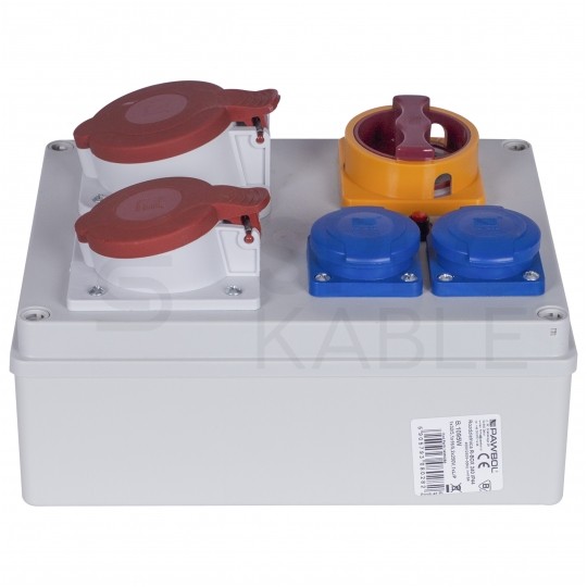 Rozdzielnica budowlana R-BOX IP44 przenośna [5P]/32A + [5P]/16A + 2x[2P+Z]/250V + wyłącznik 0/1 IP44 PAWBOL