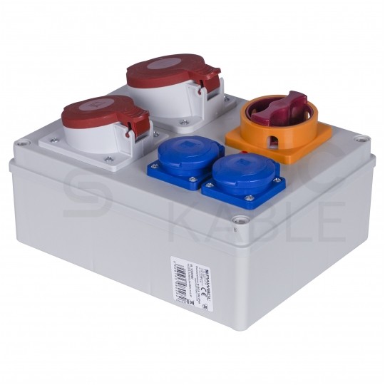 Rozdzielnica budowlana R-BOX IP44 przenośna [5P]/32A + [5P]/16A + 2x[2P+Z]/250V + wyłącznik L/P IP44 PAWBOL