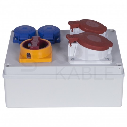 Rozdzielnica budowlana R-BOX IP44 przenośna [5P]/32A + [5P]/16A + 2x[2P+Z]/250V + wyłącznik L/P IP44 PAWBOL