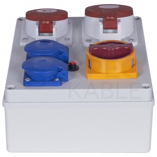 Rozdzielnica budowlana R-BOX IP44 przenośna [5P]/32A + [5P]/16A + 2x[2P+Z]/250V + wyłącznik L/P IP44 PAWBOL