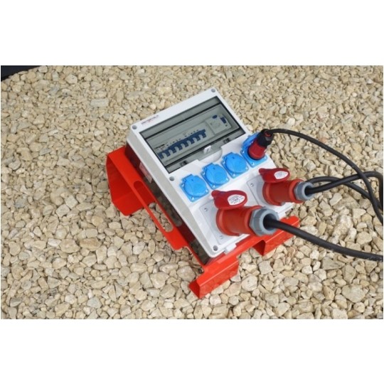 Rozdzielnica budowlana TD-S/FI SET hermetyczna IP44 Wyposażona na stojaku + 32A/[5P] + 16A/[5P] + 4x230V/[2P+Z] + wtyk 32A/[5P] DOKTORVOLT DV-6191-F