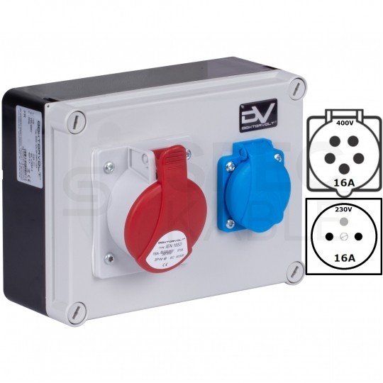 Rozdzielnica budowlana WDD hermetyczna IP54 + 16A/[5P] + 230V/[2P+Z] DOKTORVOLT DV-0133-F