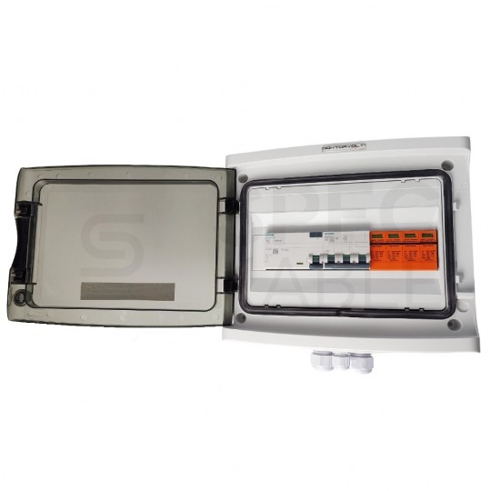 Rozdzielnica fotowoltaiczna AC B16A 25A 300mA 1000V natynkowa 12 modułowa IP65 wyposażona Doktorvolt