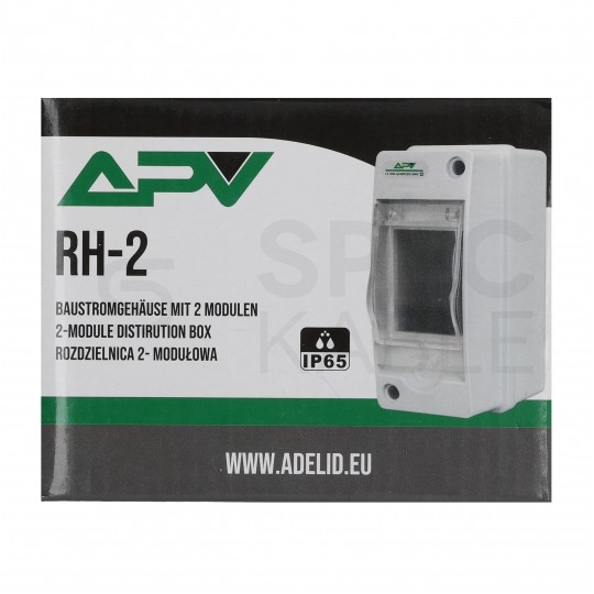 Rozdzielnica natynkowa hermetyczna APV-RH-02 1x2 moduły (690V AC / 1000V DC) IP65 54x120x89mm drzwi transparentne APV