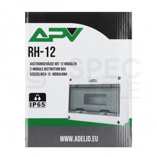 Rozdzielnica natynkowa hermetyczna APV-RH-12 1x12 modułów (690V AC / 1000V DC) IP65 256x198x109mm drzwi transparentne APV