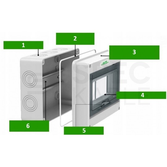 Rozdzielnica natynkowa hermetyczna APV-RH-12 1x12 modułów (690V AC / 1000V DC) IP65 256x198x109mm drzwi transparentne APV