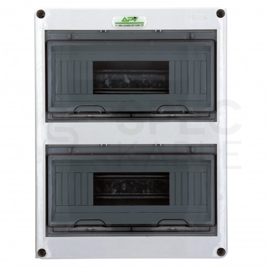 Rozdzielnica natynkowa hermetyczna APV-RH-24 2x12 modułów (690V AC / 1000V DC) IP65 275x355x108mm drzwi transparentne APV