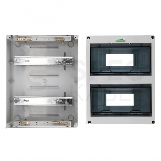 Rozdzielnica natynkowa hermetyczna APV-RH-24 2x12 modułów (690V AC / 1000V DC) IP65 275x355x108mm drzwi transparentne APV