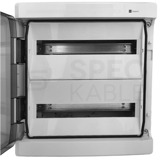 Rozdzielnica natynkowa hermetyczna HIGHT 2x18 modułów IP65 (400V AC / 1000V DC) 432x464x160mm plastikowa drzwi transparentne dymne Marlanvil