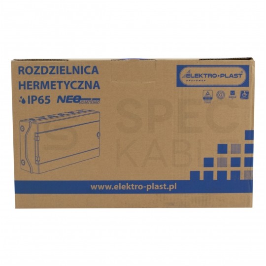 Rozdzielnica natynkowa hermetyczna RH-18 1x18 modułów (500V AC / 1000V DC) IP65 435x260x138mm drzwi transparentne Elektro-Plast