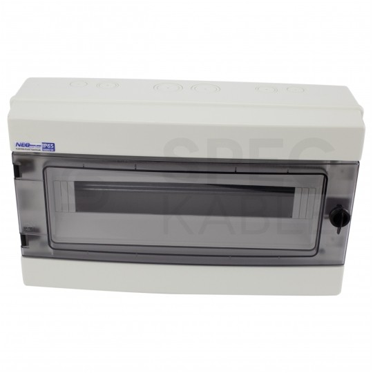 Rozdzielnica natynkowa hermetyczna RH-18 1x18 modułów (500V AC / 1000V DC) IP65 435x260x138mm drzwi transparentne Elektro-Plast