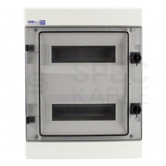Rozdzielnica natynkowa hermetyczna RH-24 2x12 modułów (500V AC / 1000V DC) IP65 330x420x138mm drzwi transparentne Elektro-Plast