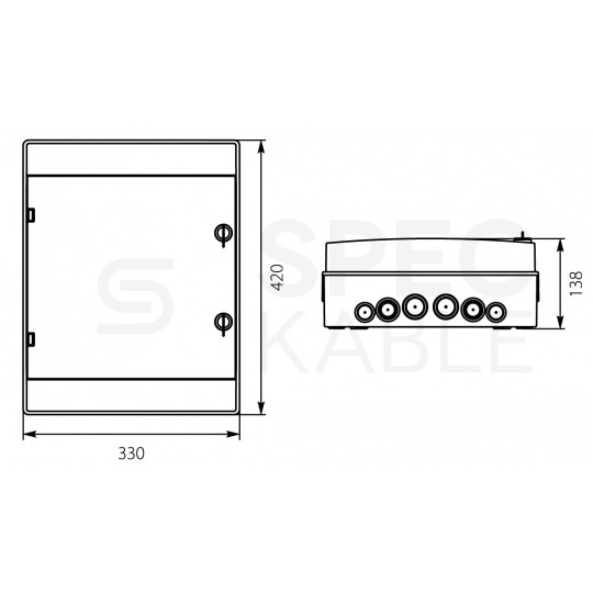 Rozdzielnica natynkowa hermetyczna RH-24 2x12 modułów (500V AC / 1000V DC) IP65 330x420x138mm drzwi transparentne Elektro-Plast