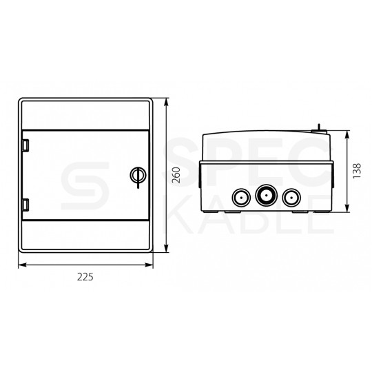 Rozdzielnica natynkowa hermetyczna RH-6 1x6 modułów (500V AC / 1000V DC) IP65 225x260x138mm drzwi transparentne Elektro-Plast