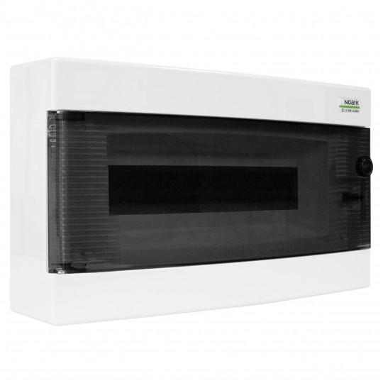 Rozdzielnica natynkowa PNS 1x18 modułów IP40 (400V AC) 396x236x112mm plastikowa drzwi transparentne dymne NOARK