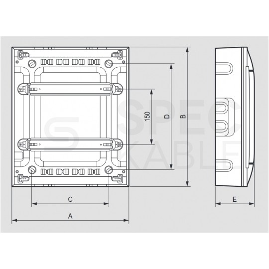 Rozdzielnica natynkowa PRACTIBOX 2x18 modułów IP40 382x432x77mm drzwi transparentne dymne LEGRAND