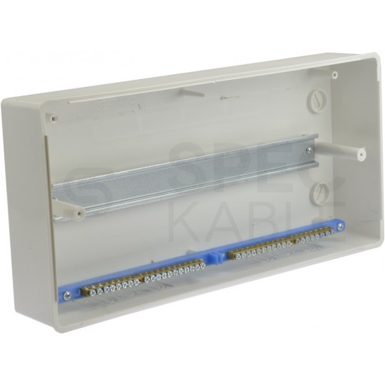 Rozdzielnica natynkowa RN-18 (N+PE) 1x18 modułów IP40 416x205x95mm drzwi transparentne Elektro-Plast
