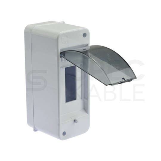 Rozdzielnica natynkowa S-2 (bez listwy) 1x2 moduły IP40 55x140x85mm drzwi transparentne dymne PAWBOL