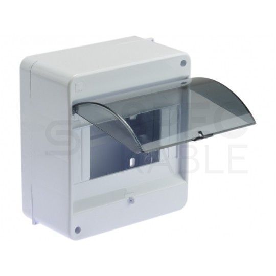 Rozdzielnica natynkowa S-6 (N+PE) 1x6 modułów IP40 130x140x83mm drzwi transparentne dymne PAWBOL
