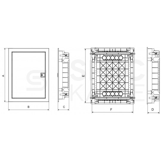 Rozdzielnica podtynkowa PMF 1x12 modułów IP40 (400V AC) 317x346x87mm drzwi pełne NOARK