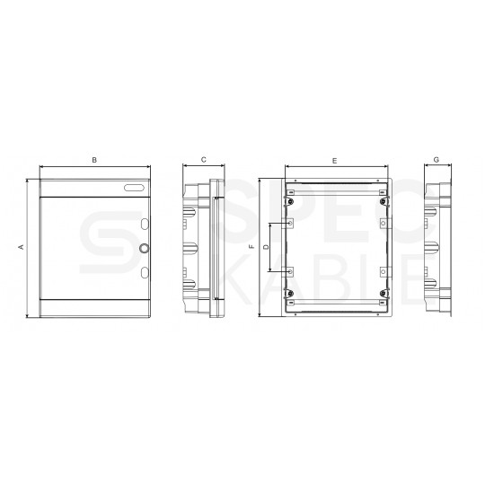 Rozdzielnica podtynkowa PNF 3x18 modułów IP40 (400V AC) 393x511x106mm plastikowa drzwi transparentne NOARK