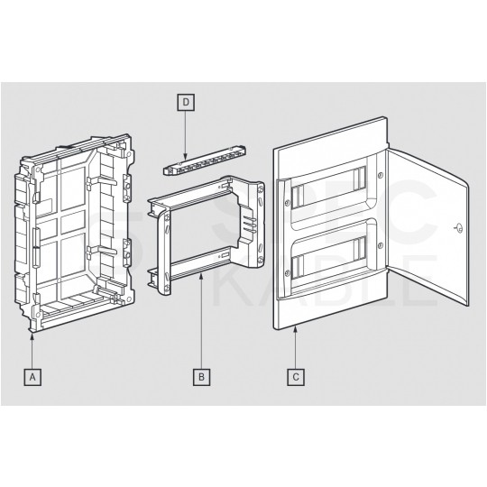 Rozdzielnica podtynkowa PRACTIBOX 2x18 modułów IP40 381x432x72mm drzwi transparentne dymne LEGRAND