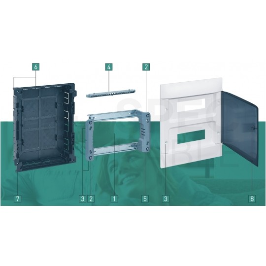 Rozdzielnica podtynkowa PRACTIBOX 2x18 modułów IP40 381x432x72mm drzwi transparentne dymne LEGRAND