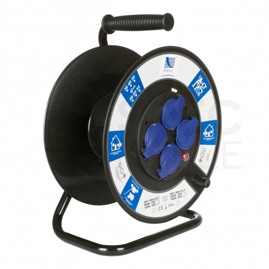 Rozgałęźnik, bęben na przedłużacz budowlany 4 gniazda [2P+Z] 230V 16A IP44 fi:300mm + termik PAWBOL