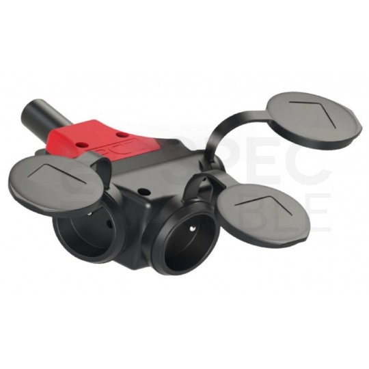 Rozgałęźnik gumowy na kabel 3 gniazda [2P+Z] 250V 16A czarno-czerwony IP44 PCE