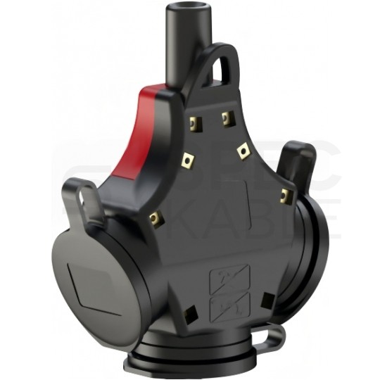 Rozgałęźnik gumowy na kabel 3 gniazda [2P+Z] 250V 16A czarno-czerwony IP44 PCE