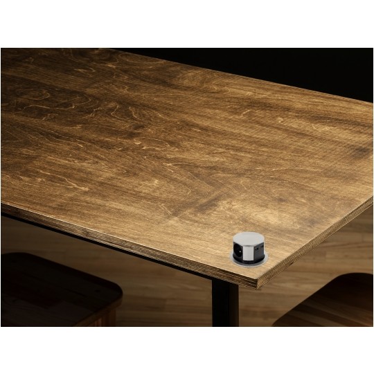 Rozgałęźnik meblowy na 3 gniazda [2P+Z] 230V 16A + 2x USB A (5V / 2,4A) okrągły aluminiowy wpuszczany w blat TETRA BOX 1,4m