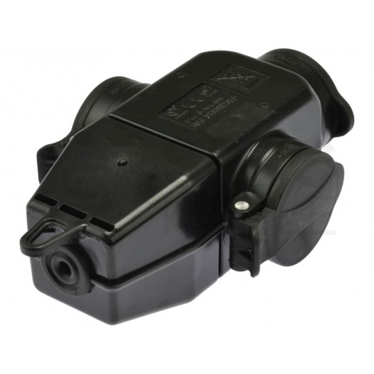 Rozgałęźnik na kabel 3 gniazda [2P+Z] 230V 16A czarny IP44