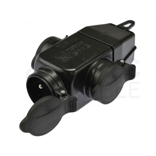 Rozgałęźnik na kabel 3 gniazda [2P+Z] 230V 16A czarny IP44