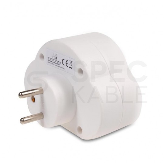 Rozgałęźnik sieciowy na 2 gniazda [2P+Z] 230V 16A biały MCE31 z wyłącznikiem